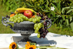 fruit basked on table in a outside area